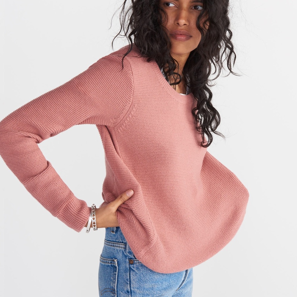 Madewell riverside textured rose pink sweater